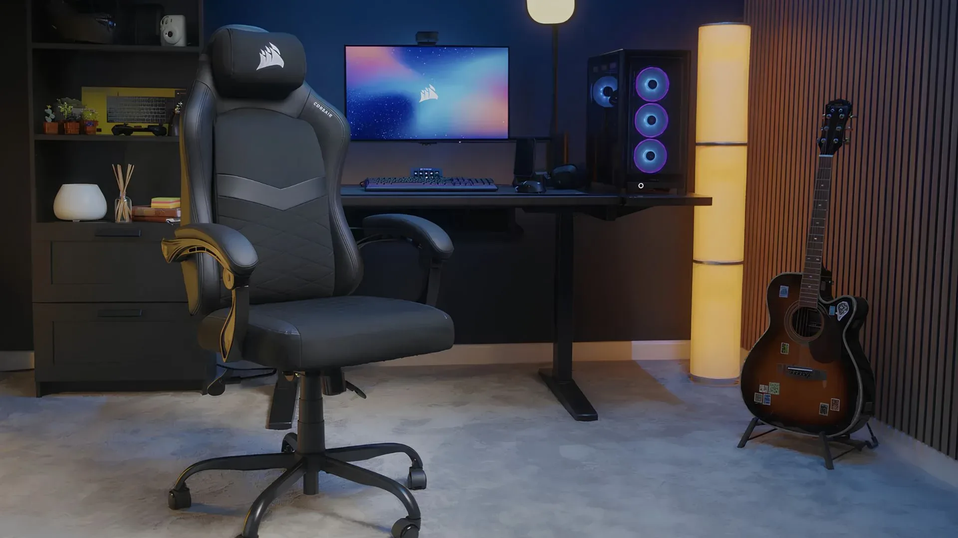 A Corsair TC80 gaming chair in a gaming/office space