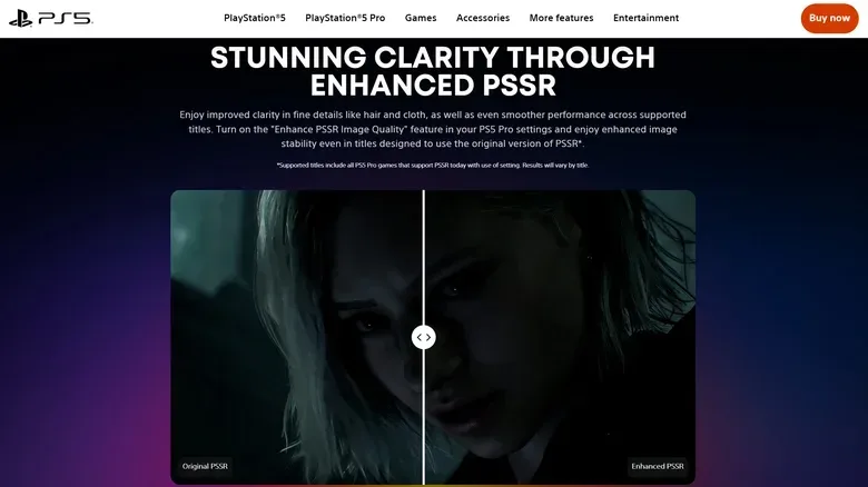 PS5 Pro game scene illustrating image reconstruction and detail stability
