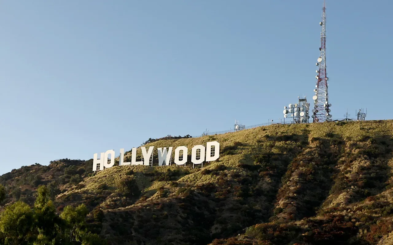 Film crew working on a production set in the United States