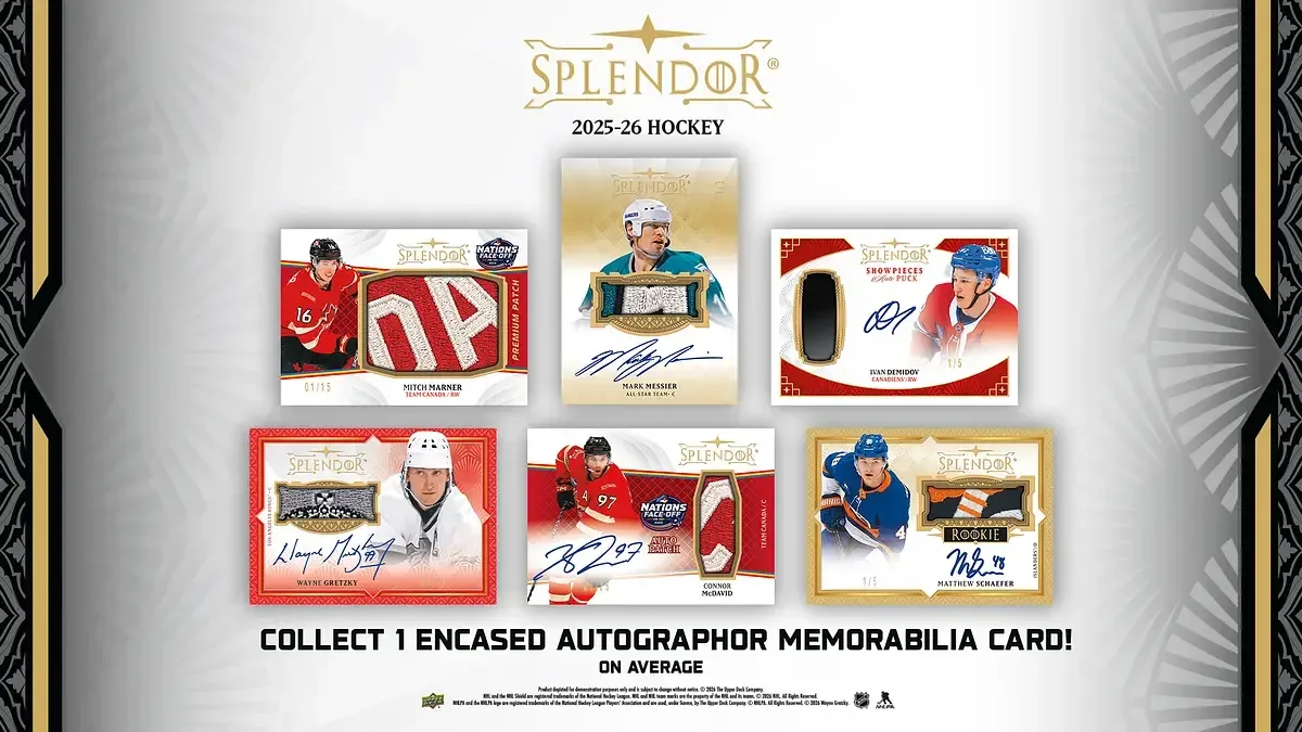 Auston Matthews Gold patch autograph parallel numbered to five from 2025-26 Upper Deck Splendor