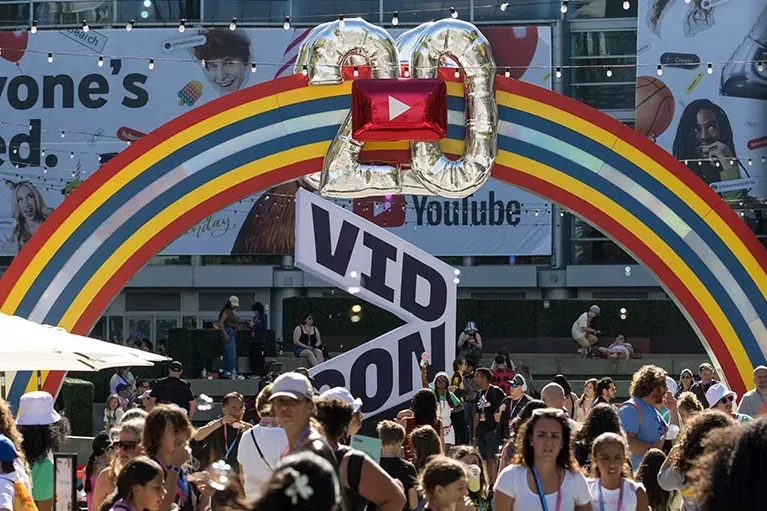 VidCon x LIONS Creators branding announcing the creator-event merger