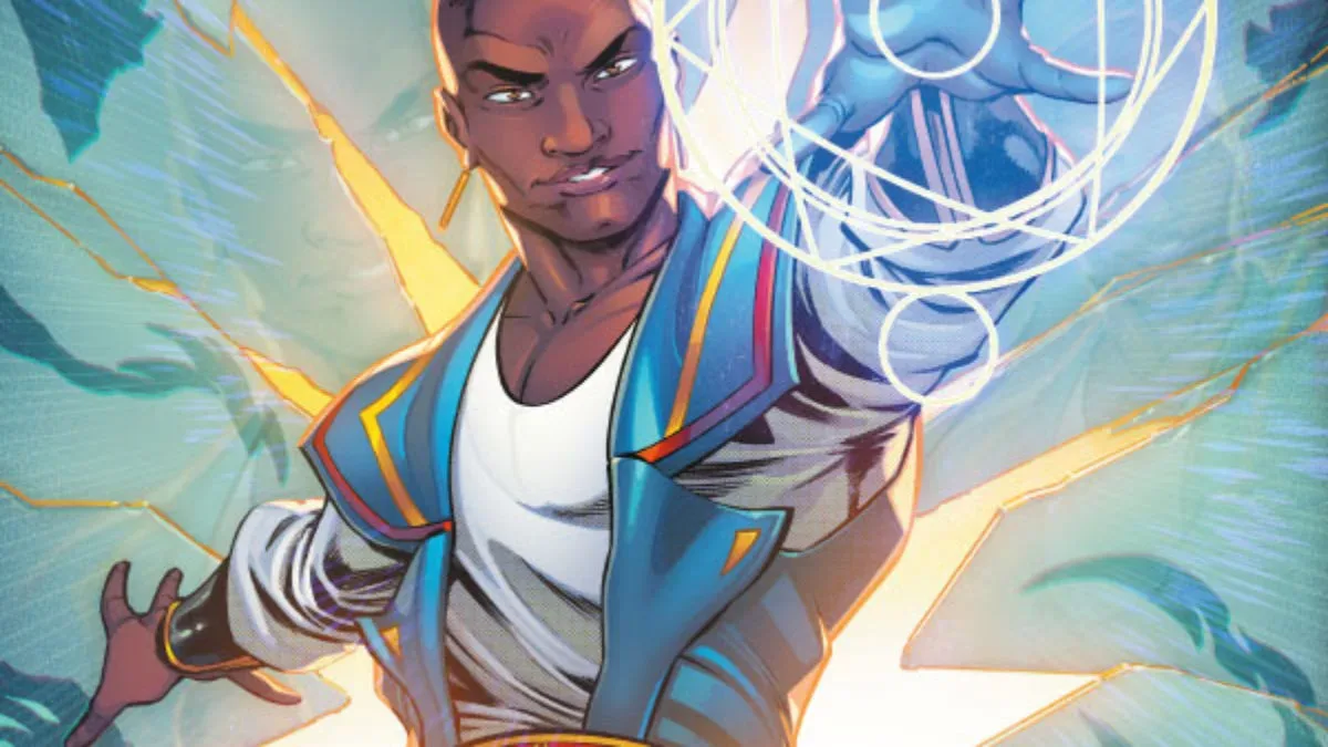 Teferi Akosa uses time magic at Tolarian Academy in Magic: The Gathering: Mage of Zhalfir