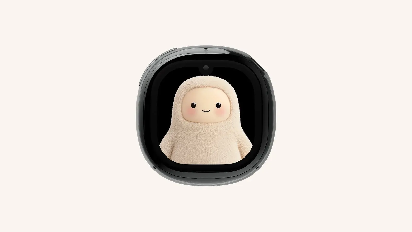 Meta Muse Charm keychain AI device showing an animated avatar on its screen