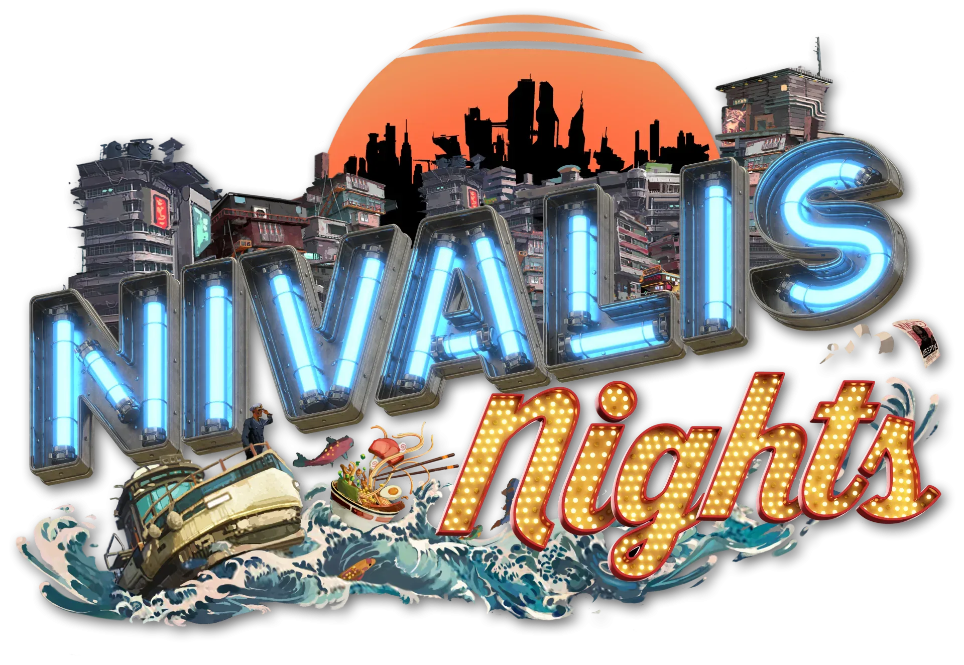 Nivalis Nights player traveling through city canals by boat