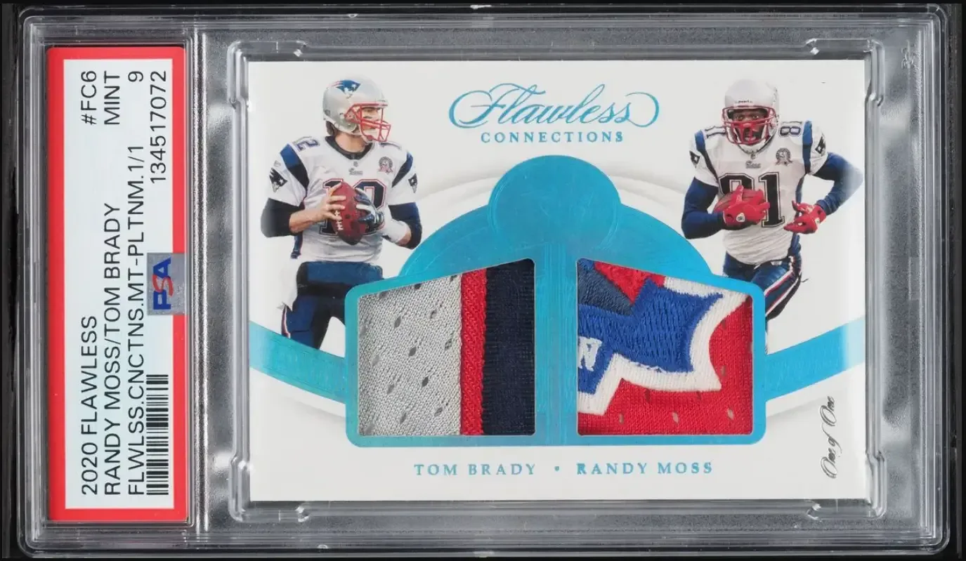 A Brady-Moss one-of-one dual patch card is the ultimate grail for a Patriots fan.