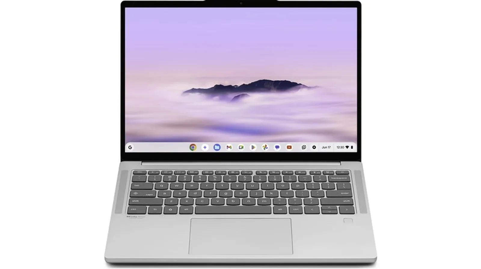 A Chromebook displaying the ChromeOS desktop during Google’s transition to Googlebook OS