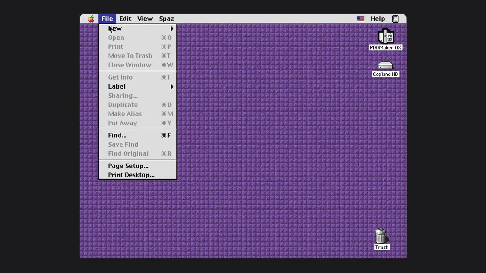 Copland D11E4 beta running through a Power Mac emulator in a browser
