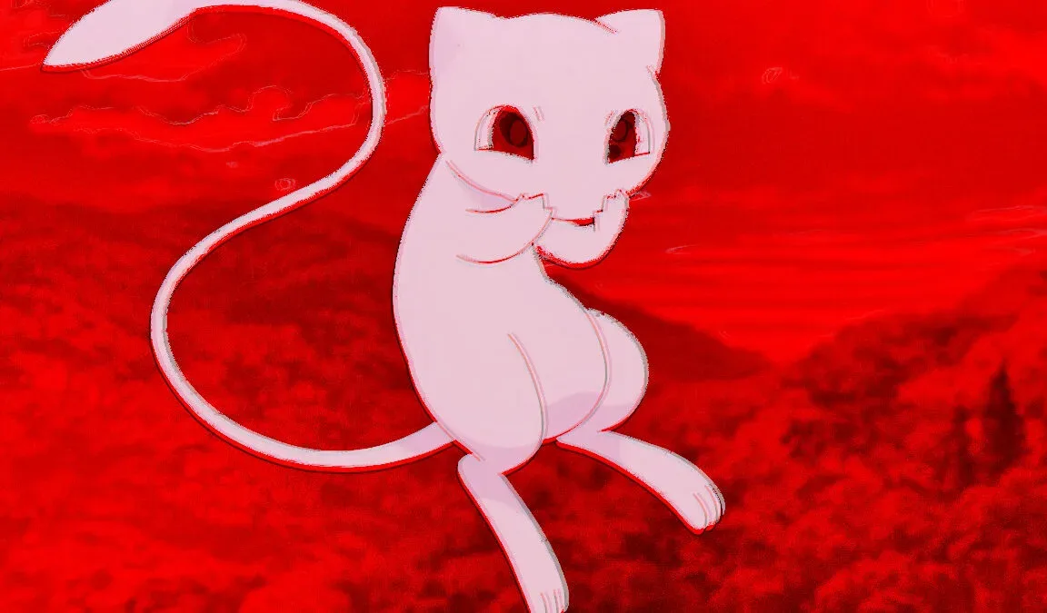 Pokémon Mew card with a reported red-ink “Blood Mew” printing error