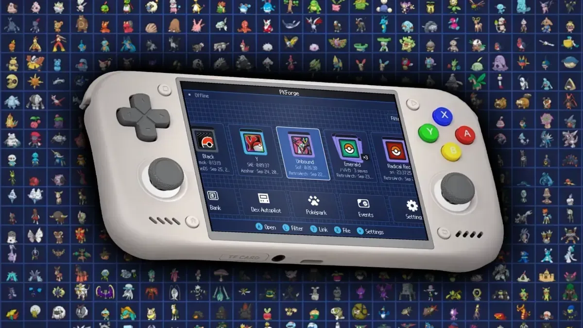 PKForge 3.0 Pokémon Bank interface on an Android handheld