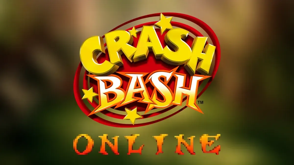 Crash Bash Online lobby showing a four-player browser room