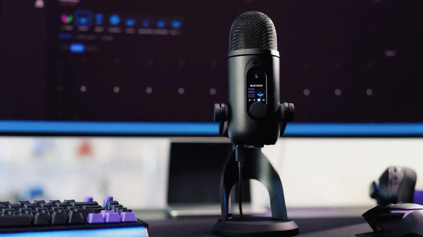 Logitech G Blue Yeti 2 USB microphone with its 1.3-inch LED display