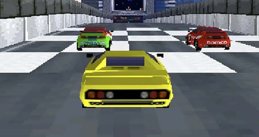 G-MODE Archives+ Ridge Racer shown in its original portrait-oriented racing layout