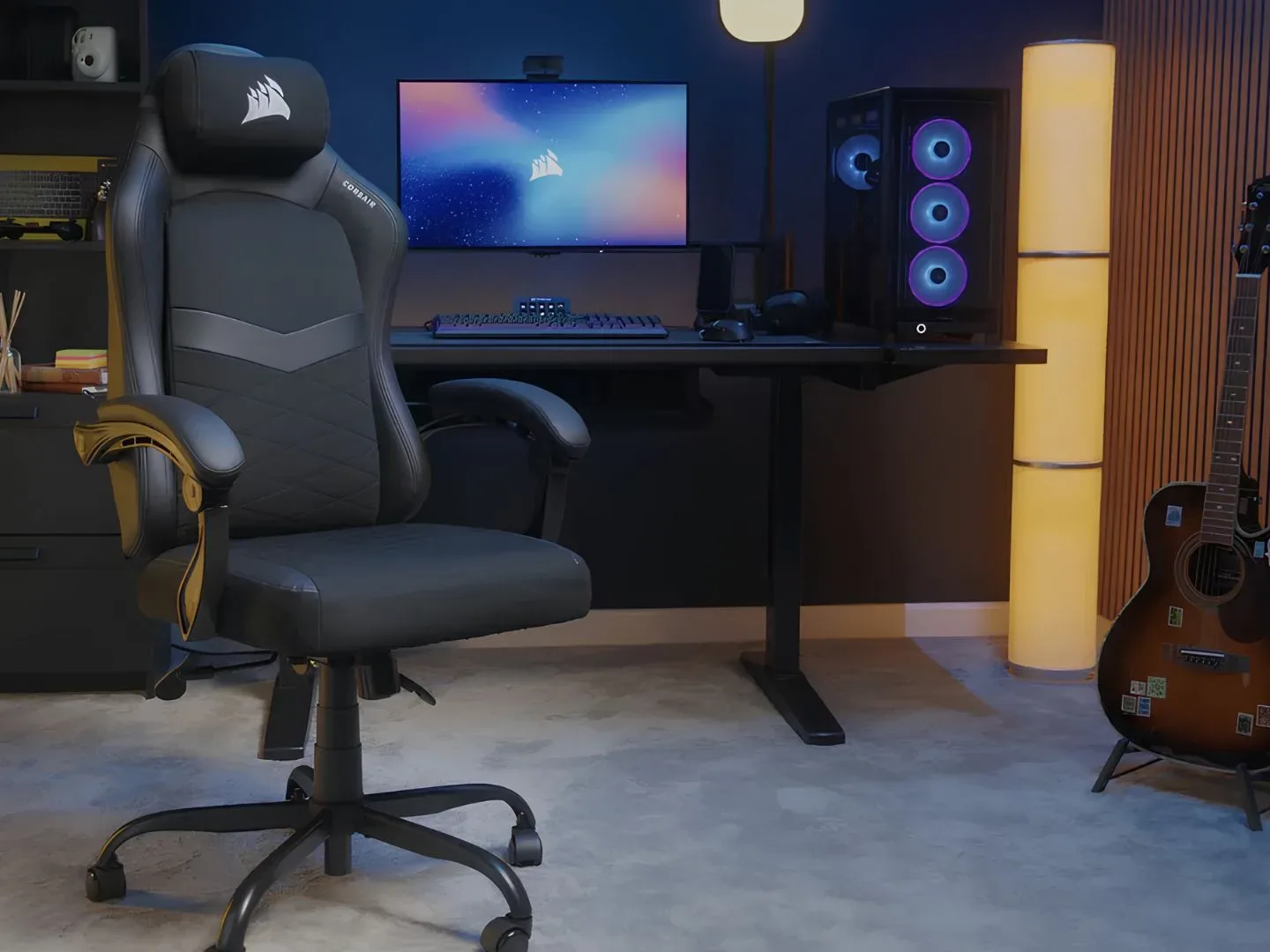 A Corsair TC80 gaming chair in a gaming/office space