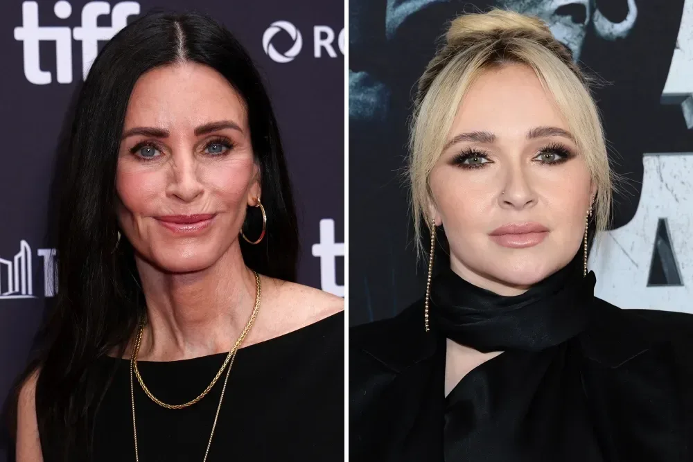 Courteney Cox and Hayden Panettiere during separate Scream-era appearances