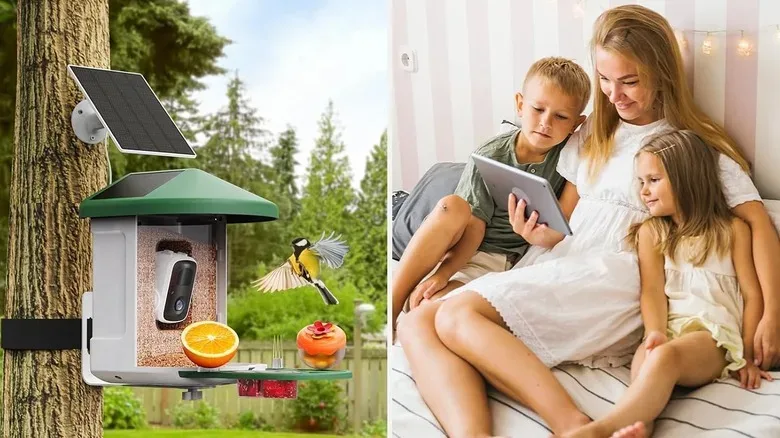 Smart grilling hub and temperature probes beside an outdoor grill