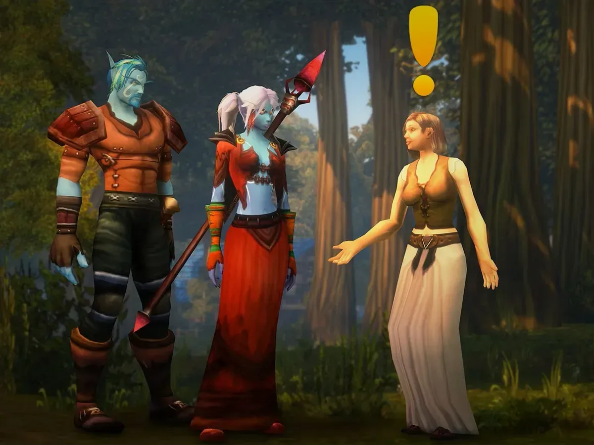 A new World of Warcraft Forever character shown during an introductory cinematic near a campfire