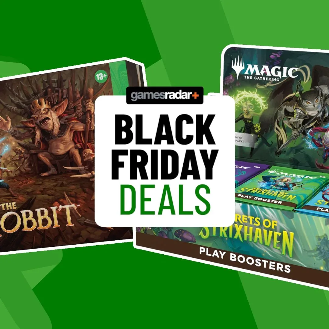 A Magic: The Gathering Play Booster Box alongside themed bundle accessories