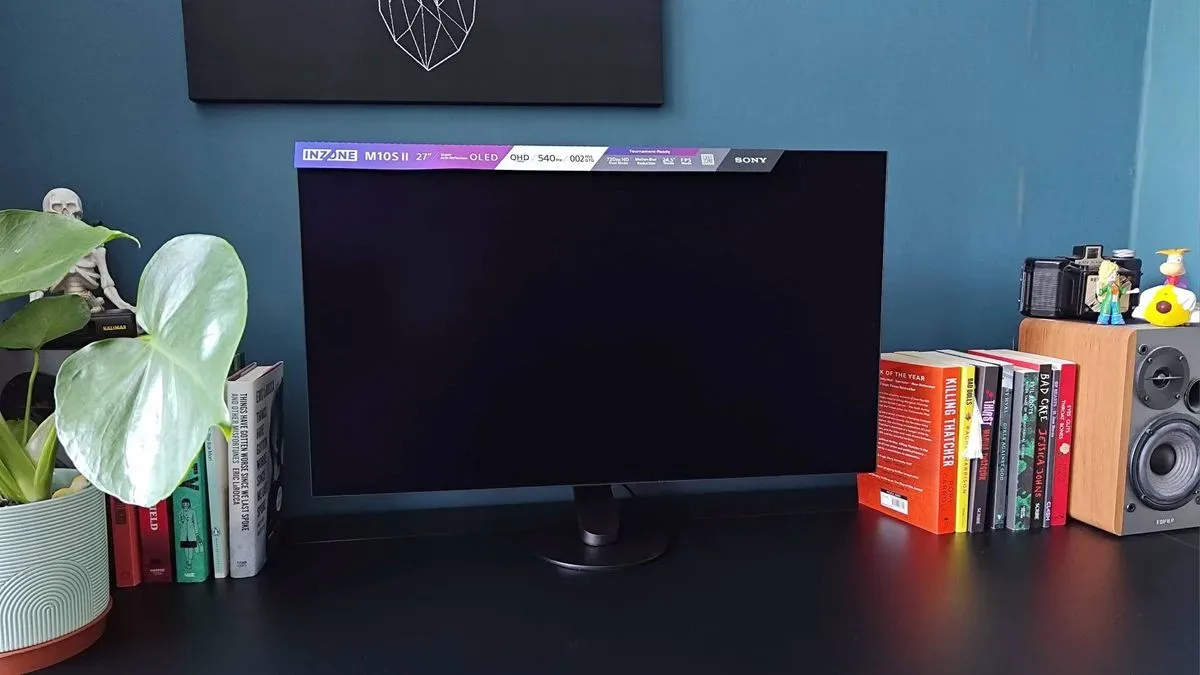 Sony Inzone M10S II 27-inch WOLED gaming monitor on its low-profile circular stand