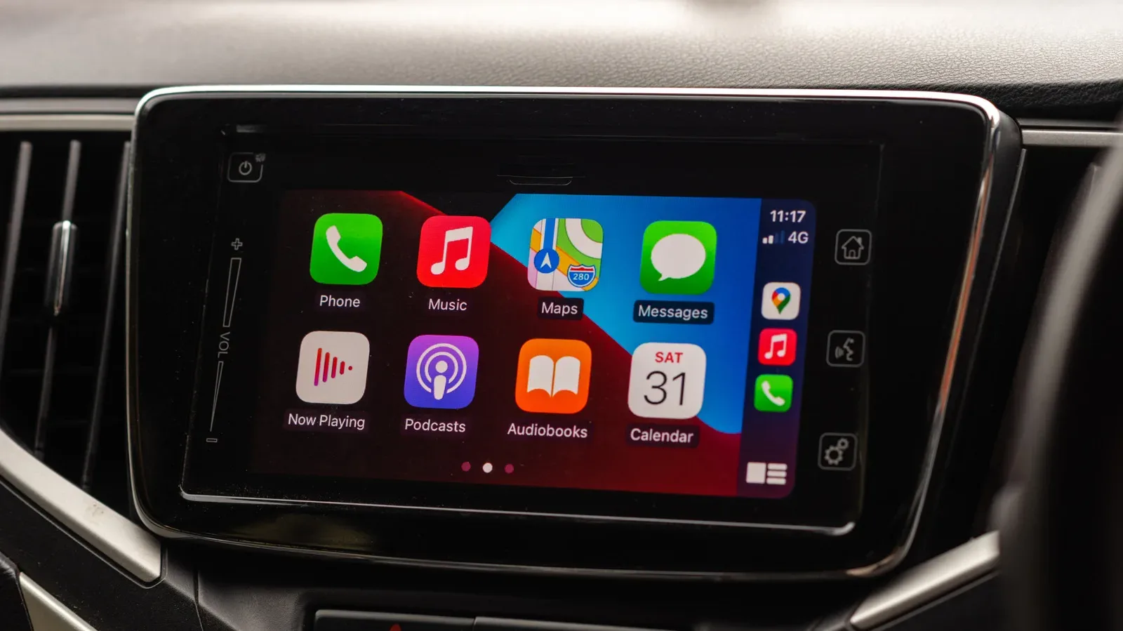 iPhone CarPlay settings page with a paired vehicle selected