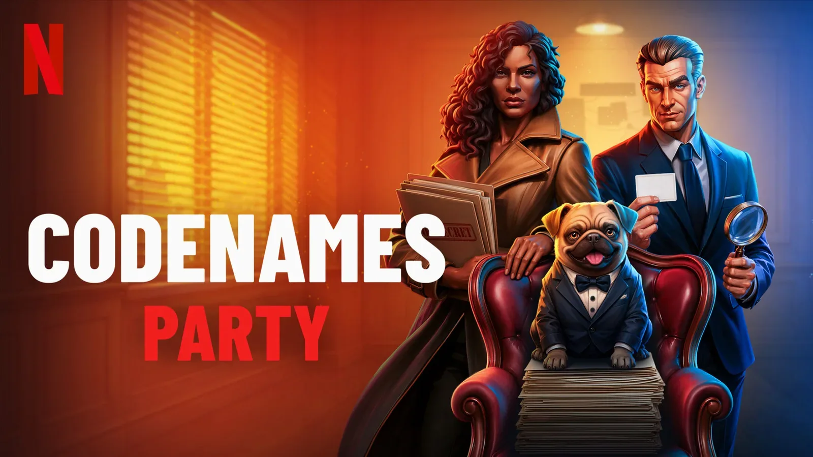 Codenames Party game board with players joining on mobile phones