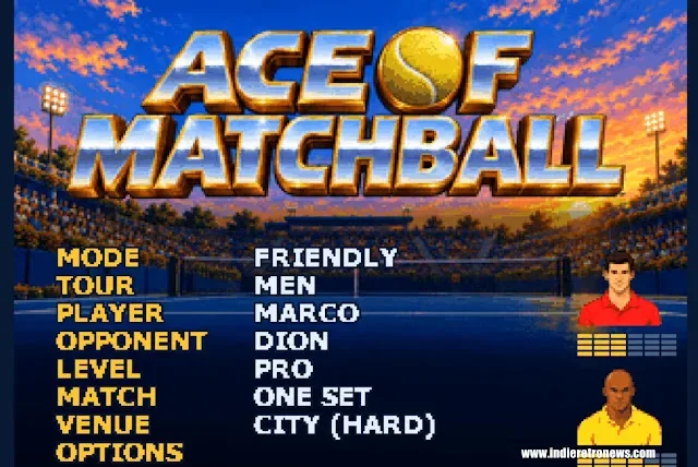 Ace of Matchball tennis match running on Amiga 1200 AGA hardware