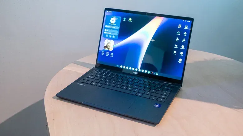 Lenovo Googlebook 15 open with its large OLED display