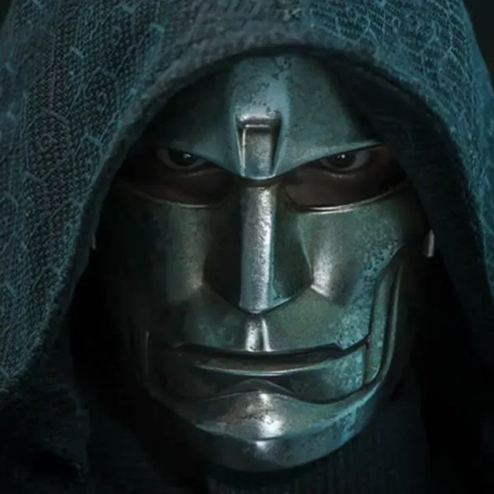Hot Toys Victor von Doom sixth-scale figure in muted green formal attire and a smooth metal mask