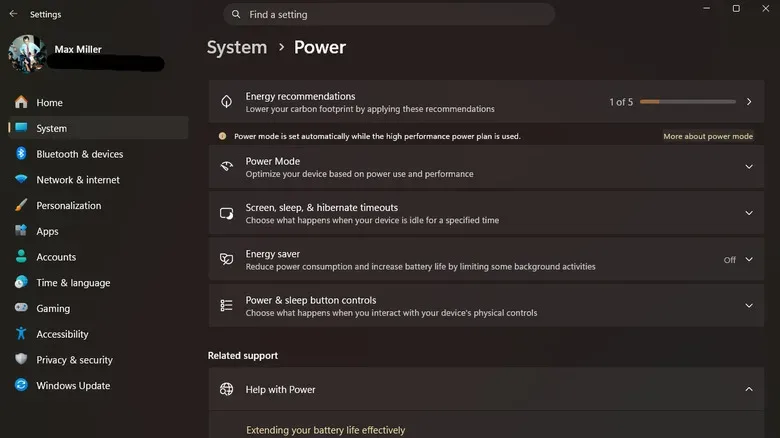 Windows laptop brightness slider in Quick Settings