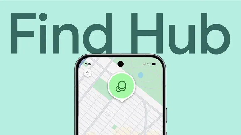 Find Hub interface with options to play a sound, mark a phone as lost and reset it