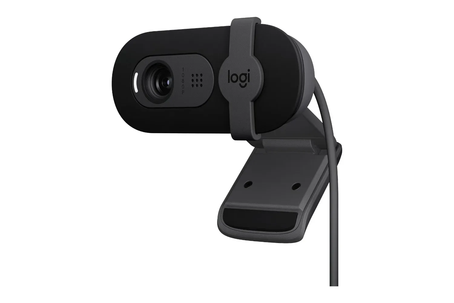 Logitech Brio 101 Full HD webcam mounted on top of a computer monitor