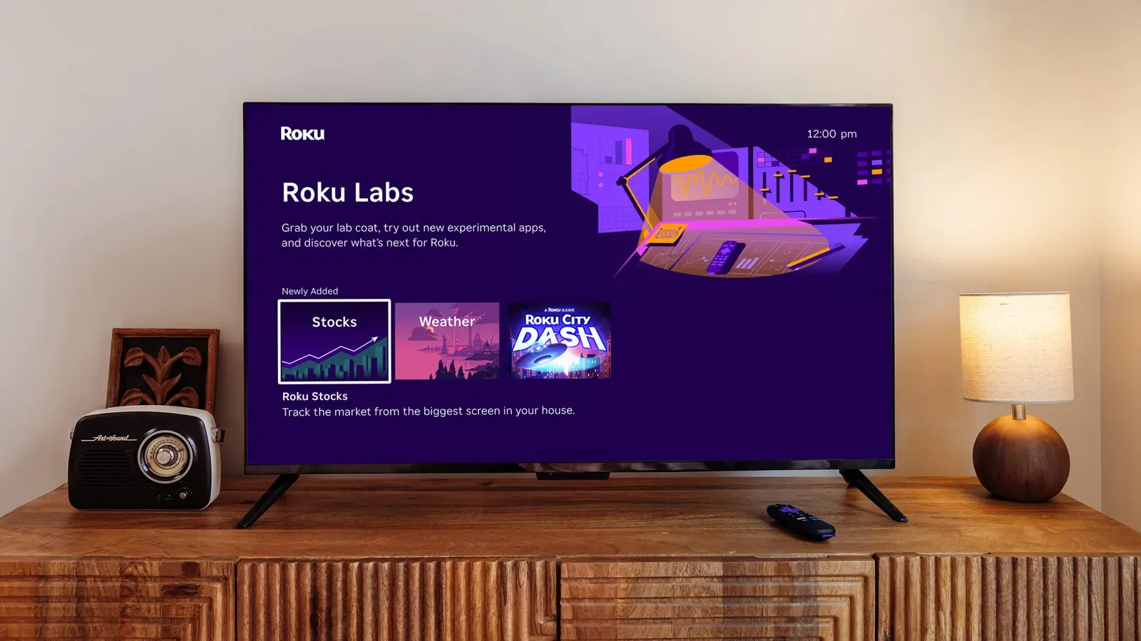 Roku home screen displaying a Roku Labs tile