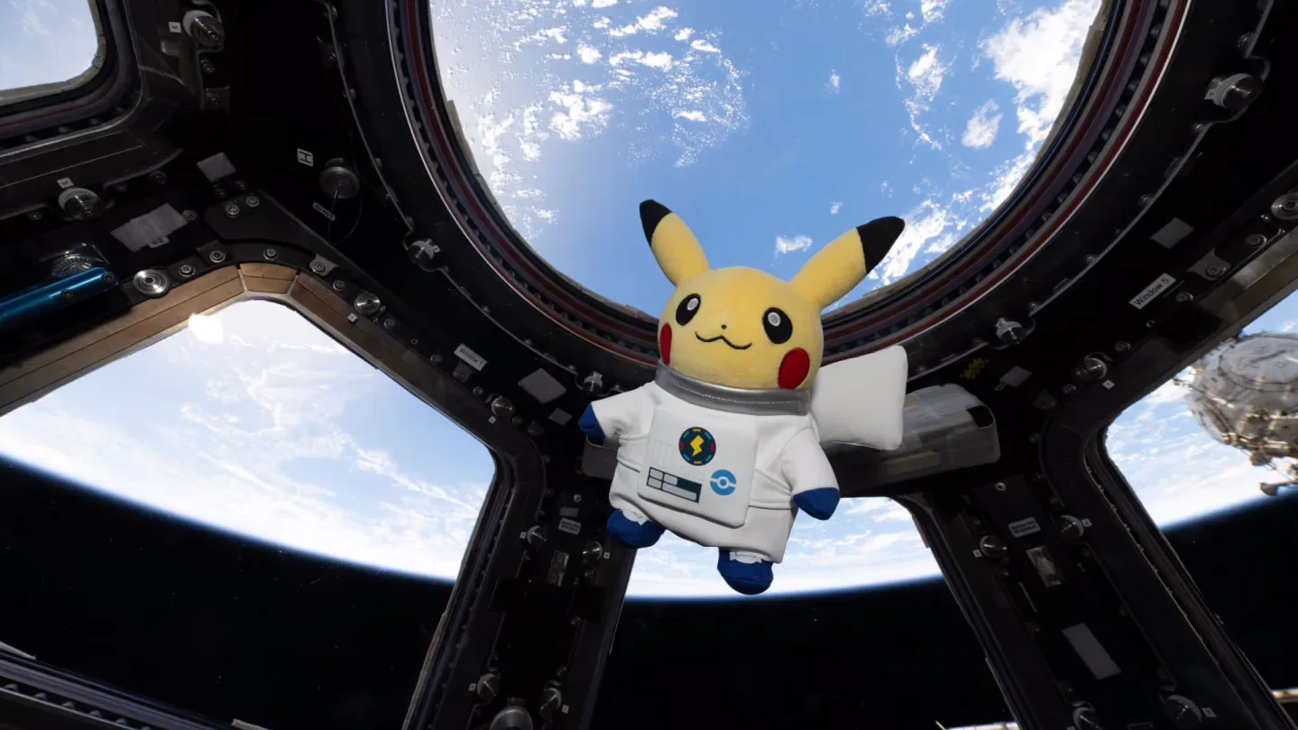 French astronaut Sophie Adenot with the ESA collaboration Pikachu plush
