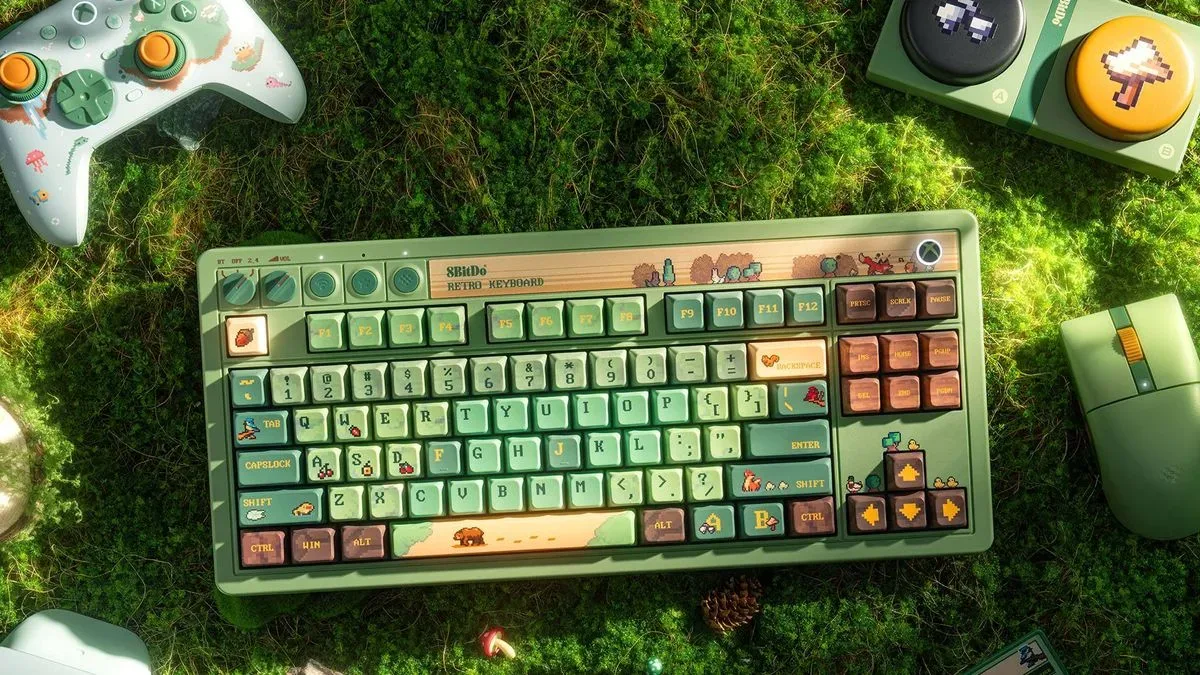 Image of the Forest Wonder 8BitDo Retro 87 gaming keyboard.