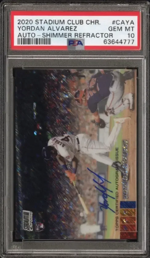 Yordan Alvarez 2020 Bowman Rookie Red Refractor Autograph numbered 1 of 5 in PSA GEM MT 10 holder
