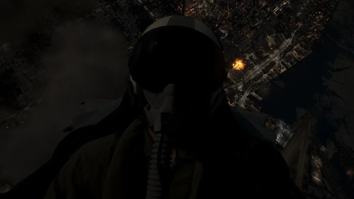 Ace Combat 8 screenshot showing a pilots helmet