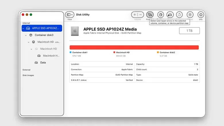 External backup drive connected to a MacBook for Time Machine backups