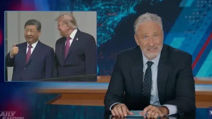 Jon Stewart on The Daily Show discussing Trump and Xi Jinping’s Washington visit