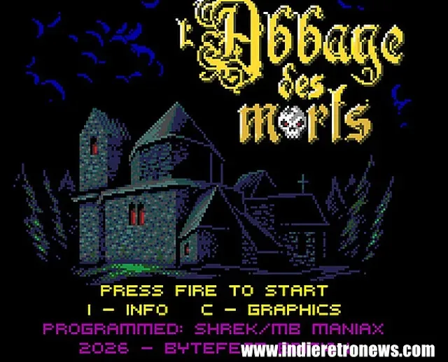 L’Abbaye des Morts running on ZX Spectrum Next in classic 8-bit visual mode