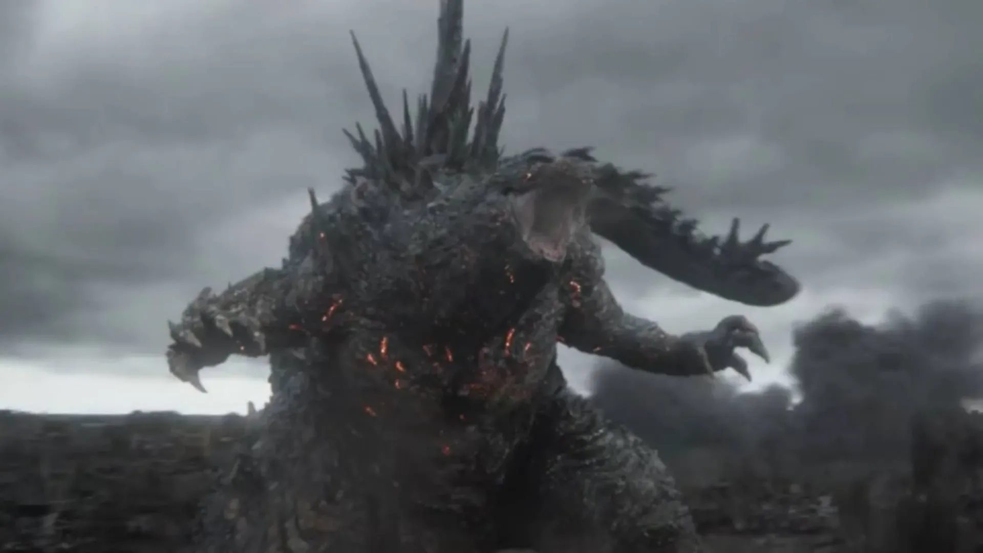 Godzilla Minus Zero trailer image showing Godzilla amid blue atomic energy