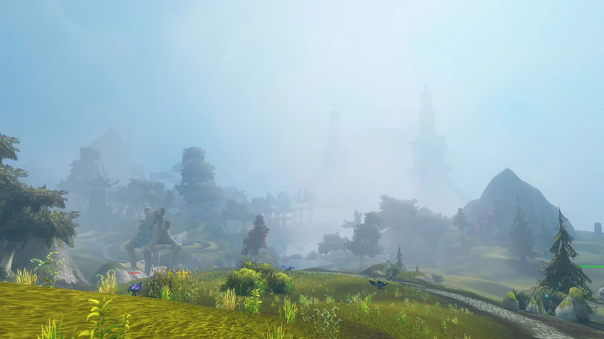 Rain falls over Elwynn Forest in the World of Warcraft: Forever beta