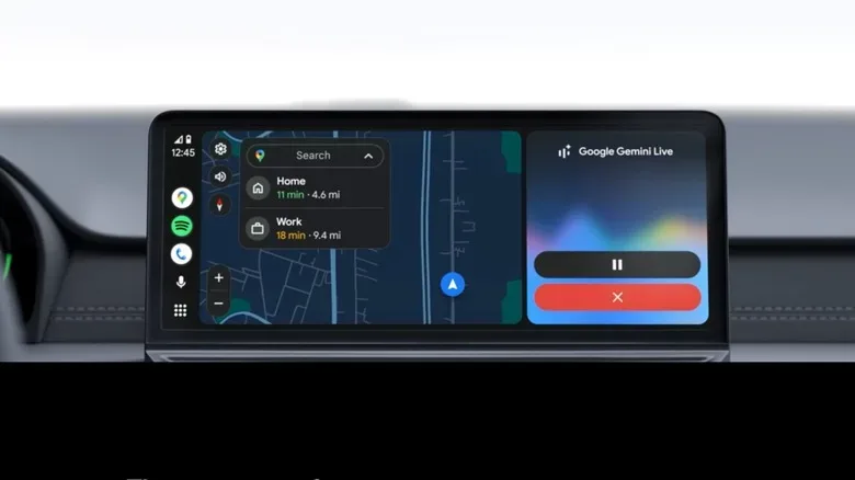 A USB cable connected to a car dashboard for wired Android Auto