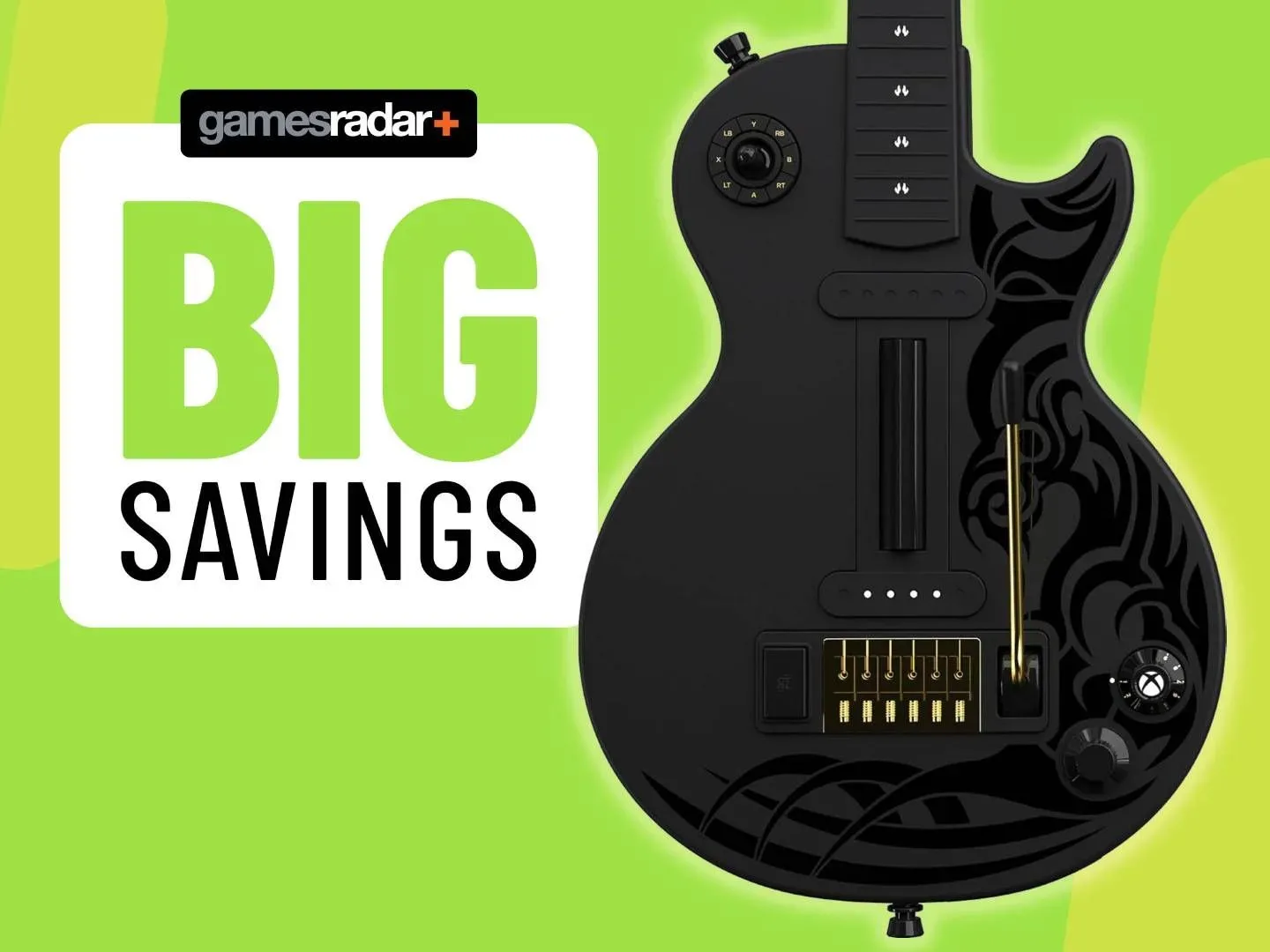 Image of the CRKD Gibson Les Paul guitar controller on a light green GamesRadar+ background.
