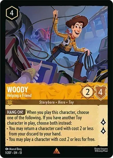 Woody Helping a Friend Disney Lorcana card