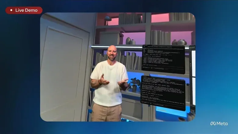 Meta Ray-Ban Display glasses used for a holographic avatar call