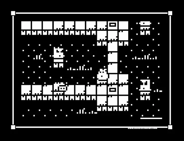 PiglyFlag monochrome ZX Spectrum puzzle stage featuring a piglet and Brymlis