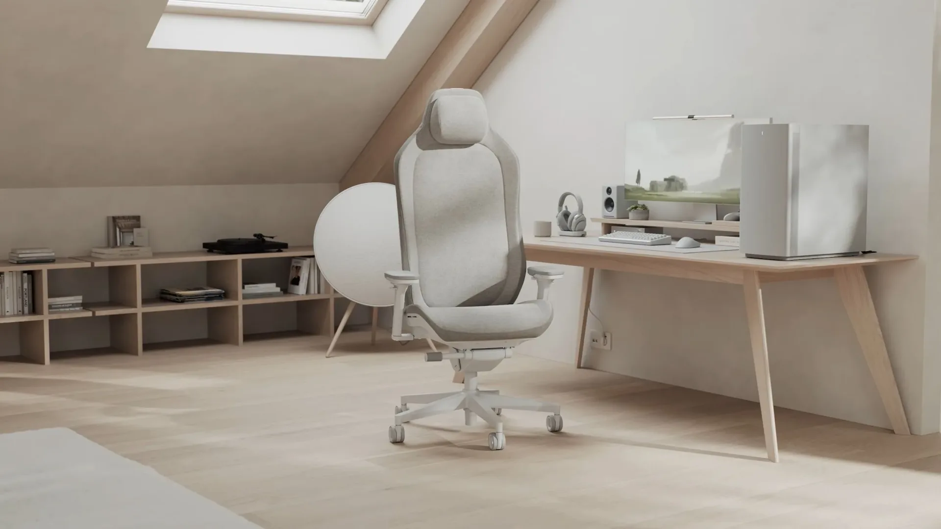 Fractal Refine 2 gaming chair in a light fabric finish