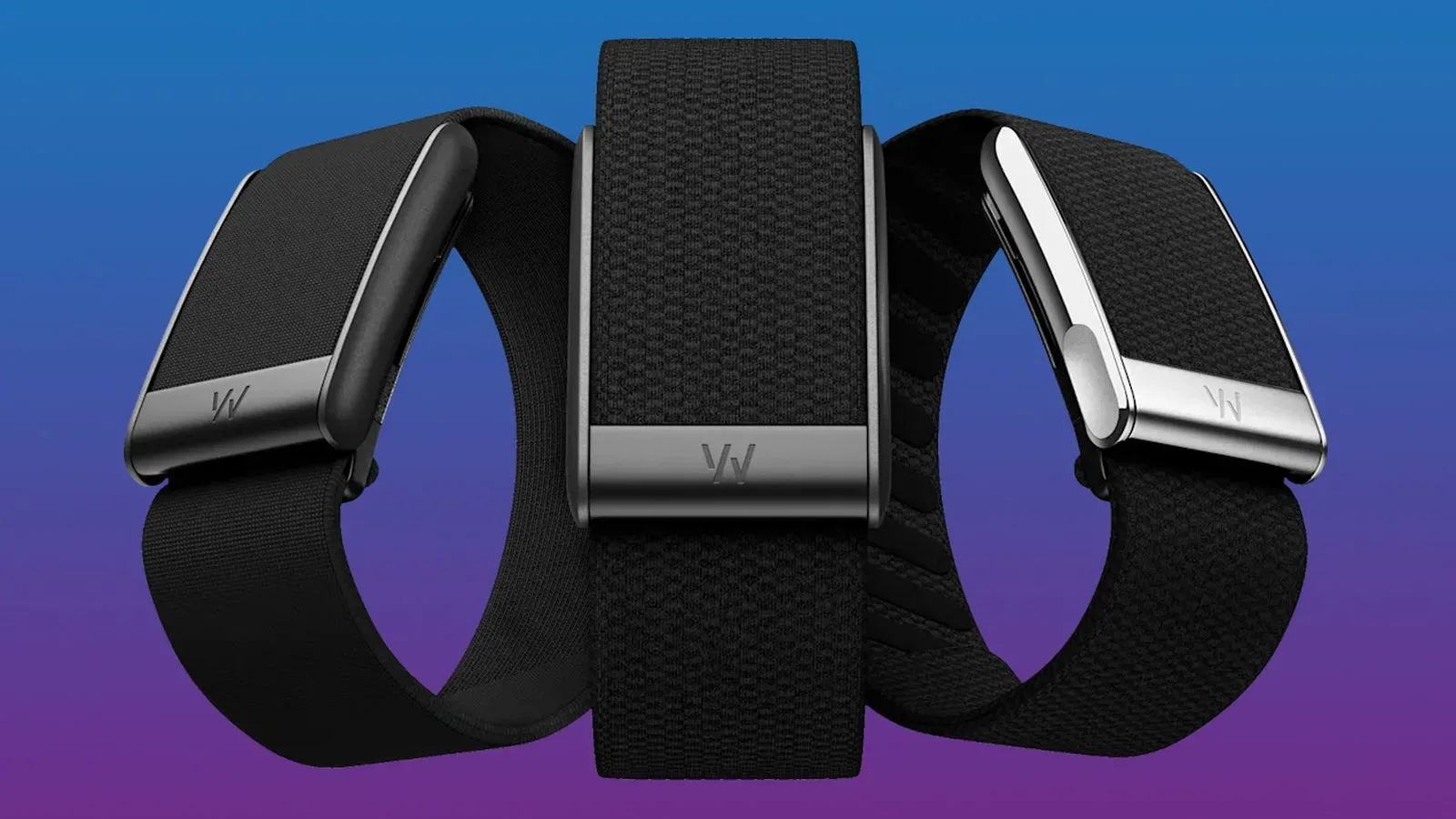 Conceptual screenless fitness band with a fabric wrist strap and compact sensor module