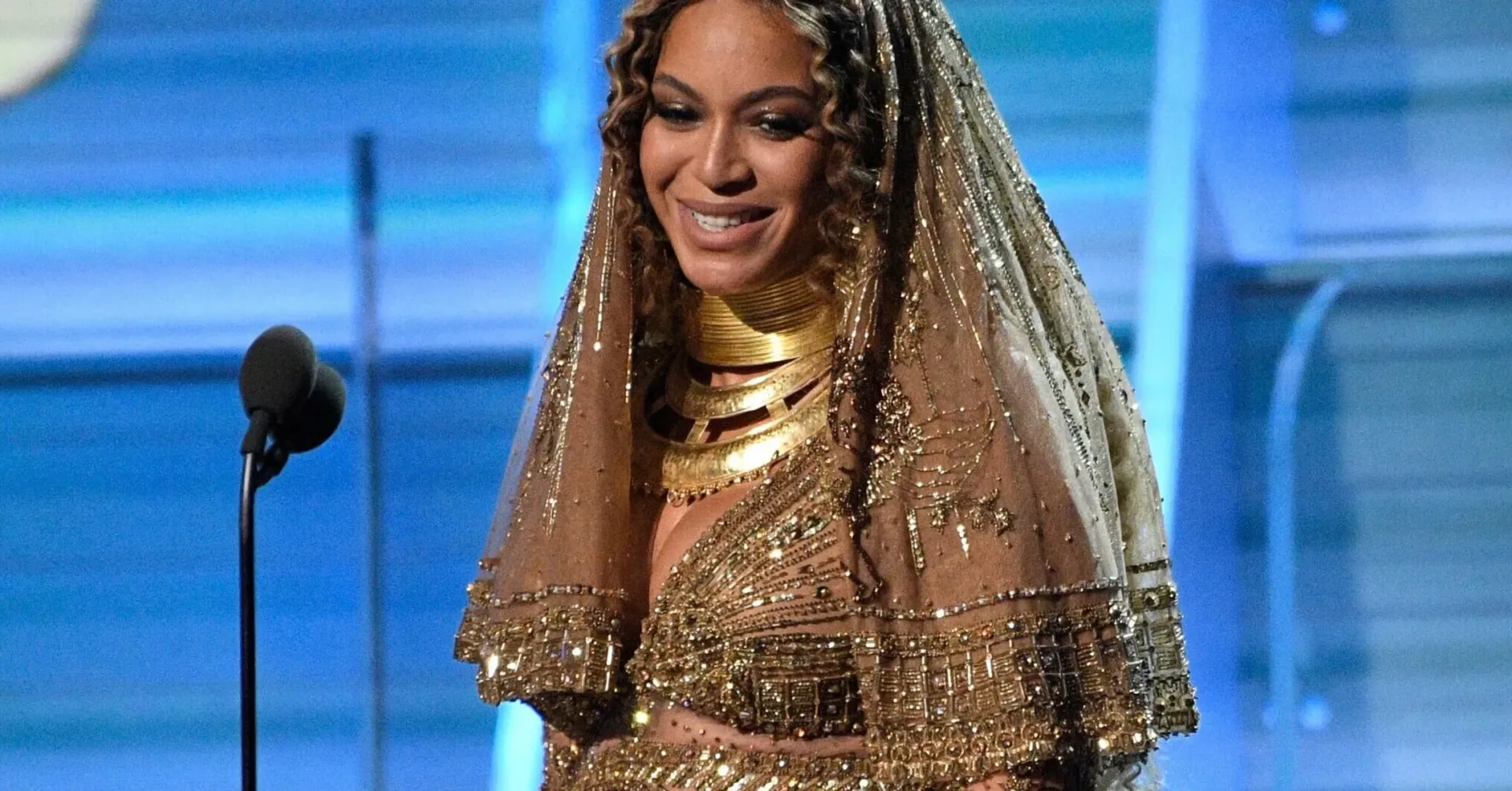 Beyoncé performing on stage during a live concert