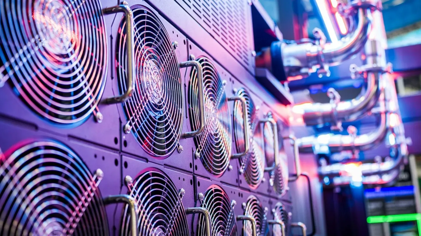 Illustration of a data center with server racks and energy and water sustainability indicators
