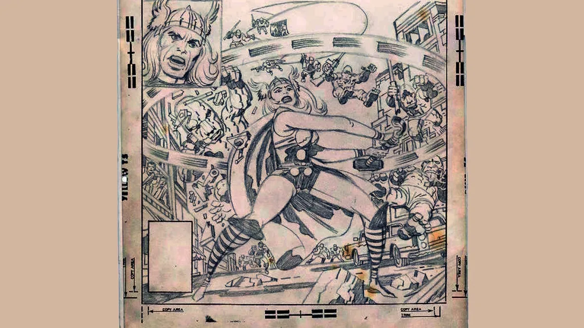 Original Jack Kirby page from Fantastic Four Annual #4 with inks by Joe Sinnott and lettering by Sam Rosen